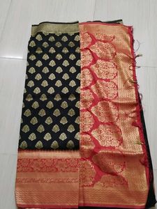 Elegant Black & Gold Saree