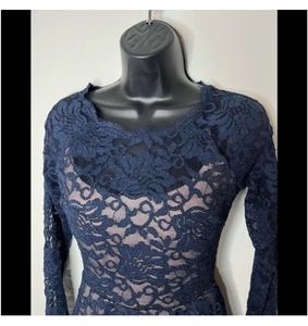 My Michelle Navy Blue Lace Sparkly Dress