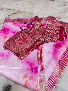 Royal Banarasi Tie-Dye Silk Saree with Heavy Zari