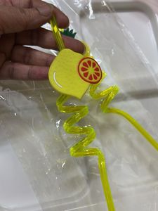 3 Plastic Fruit Theme Reusable Straws