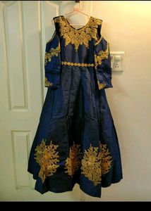 Sale Price New Elegant Blue &amp; Gold Ethnic Gown