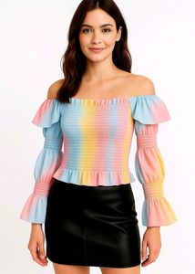 Rainbow Off-Shoulder Top