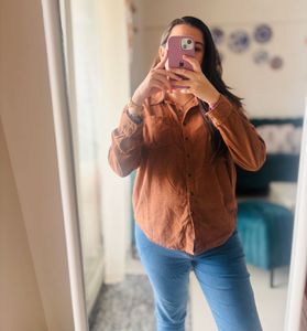 Brown Corduroy Button-Down Shirt