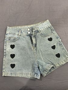 Heart Denim Shorts high waisted