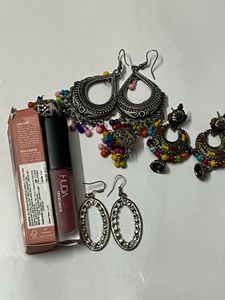 Authentic Huda Beauty Mini Iconic Lipstick, Earrin