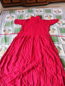 Red Short Sleeve One Piece With Join Belt
