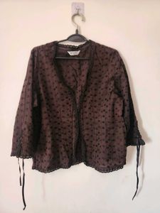 Brown Bow Tie Detailing Summer Coat