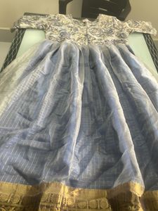 Blue Organza Ethnic Gown