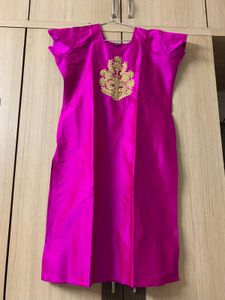 Pink Silk Kurti with Gold Embroidery