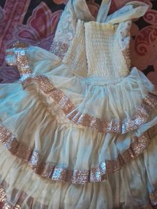 Cream Colour Net Frock