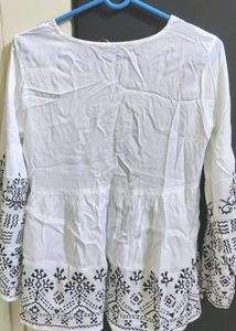 White Embroidered Peasant Blouse
