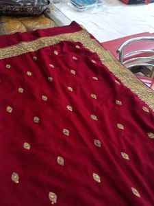 Red &amp; Gold Embroidered Saree