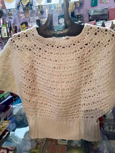 off white  woollen poncho...
