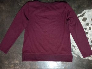 Burgundy Knit Top w/ Gold Buttons