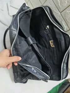 Black Embossed Leather Tote Bag