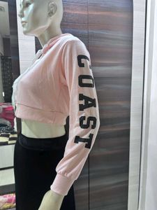 Pink Cropped Hoodie