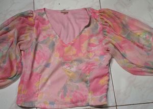 pink Floral Crop Top