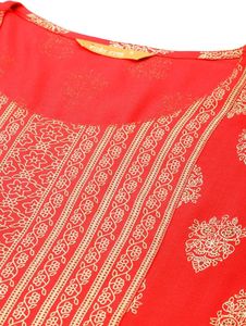 Printed Red Kurta