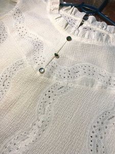 Cut- Out White Embroidered Top