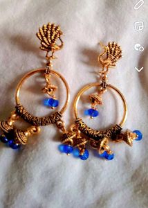 Golden Blue Colour Earring 🔵