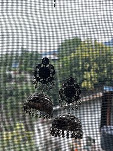 Statement Silver Jhumka Earrings