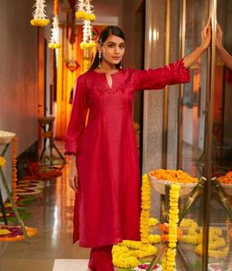 Red Kurti Pant Set