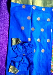 Royal Blue Silk Saree & Blouse