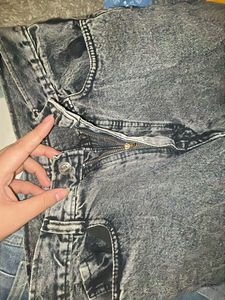 Combo Of Grey and blue straight leg jeans