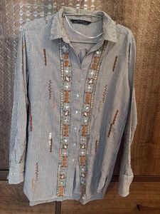 Zara Embroidered Striped Shirt