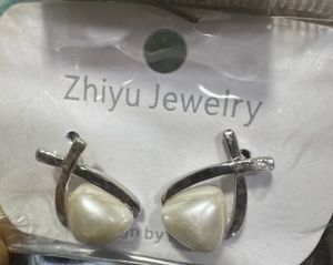 Silver & Pearl Cross Earrings