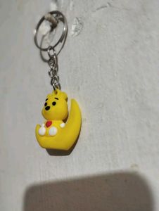 Rubber Smiley Teddy Moon Keychain