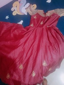 Red Embroidered Party Dress