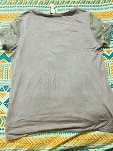 Women Floral Lavender Colour Cotton Top
