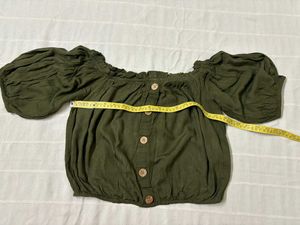 Olive Green Off-Shoulder Top