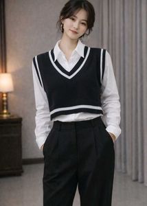 Stylish Black &amp; White Sweater Vest