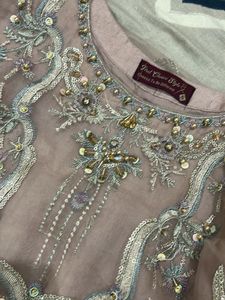 Elegant  Nude Peach Embroidered Pakistani Suit