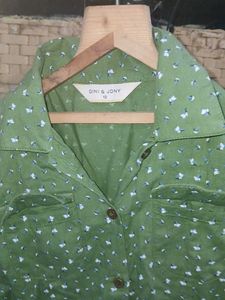 Vintage Green Floral Button-Down Dress
