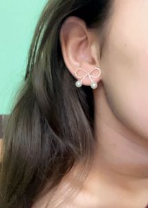 Bow Pearl Drop Earrings