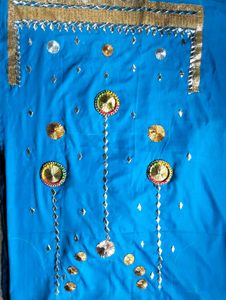 Blue Embroidered Dress Material
