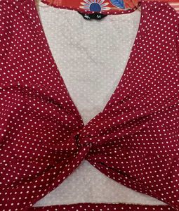 Red &amp; White Crop Top