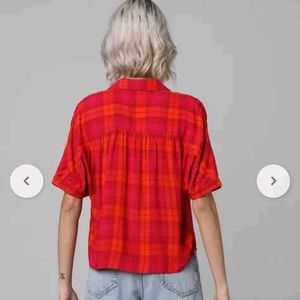 Checked crop shirt with Lapel collar