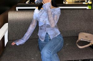Trendy Blue Tie-Dye Top