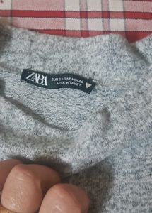 Zara Grey Long Sleeve Top with Pearls