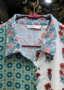 White And Blue Printed Straight Tunic