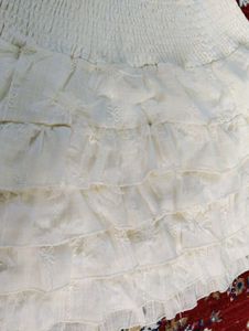 cream Tiered Mini Skirt