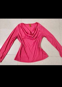 Pink Cowl Neck Top