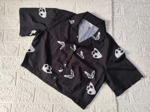 Butterfly Print Crop Shirt Top