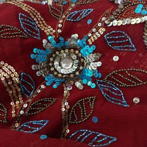 Maroon Heavy Work Duppata