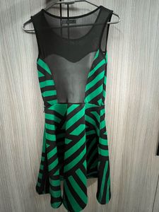 🖤 Stylish Green &amp; Black Party Dress