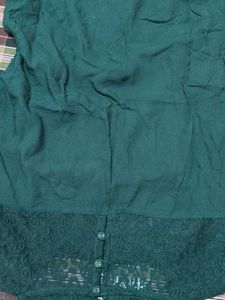 Elegant Green Top with Lace Detail